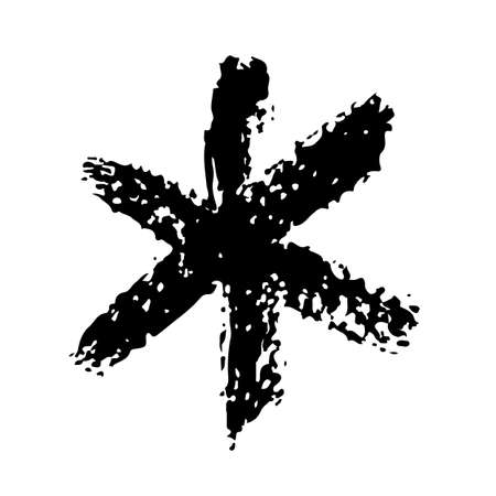 Snowflake Vector Abstract Brush Hand Drawn Geometric Texture in Black Color Sketch Simple Pattern isolated on White Background Stroke Shapeのイラスト素材