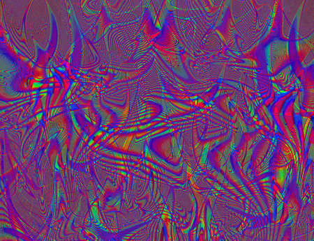 Hippie Trippy Psychedelic Rainbow Background LSD Colorful Wallpaper. Abstract Hypnotic Illusion. Hippie Retro Texture Glitch and Discoの写真素材
