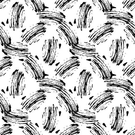 Vector Brush Seamless Pattern Grange Minimalist Geometric Design in Black Color. Modern Grung Collage Background for kids fabric and textileのイラスト素材