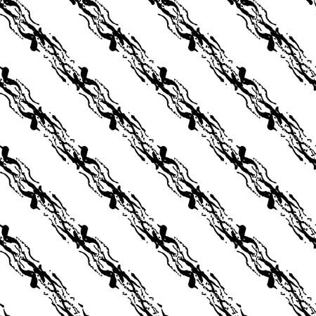 Vector Brush Seamless Pattern Grange Minimalist Geometric Design in Black Color. Modern Grung Collage Background for kids fabric and textileのイラスト素材