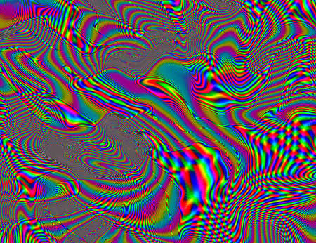 Trippy Psychedelic Rainbow Background Glitch LSD Colorful Wallpaper. 60s Abstract Hypnotic Illusion. Hippie Retro Texture. hallucinationsの写真素材