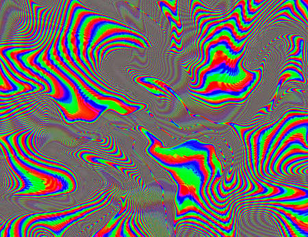 Trippy Psychedelic Rainbow Background Glitch LSD Colorful Wallpaper. 60s Abstract Hypnotic Illusion. Hippie Retro Texture. hallucinationsの写真素材