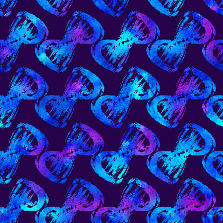 Brush Stroke Geometric Grung Pattern Seamless in Blue Color Background. Gunge Collage Watercolor Texture for Teen and School Kids Fabric Prints Grange Designの写真素材