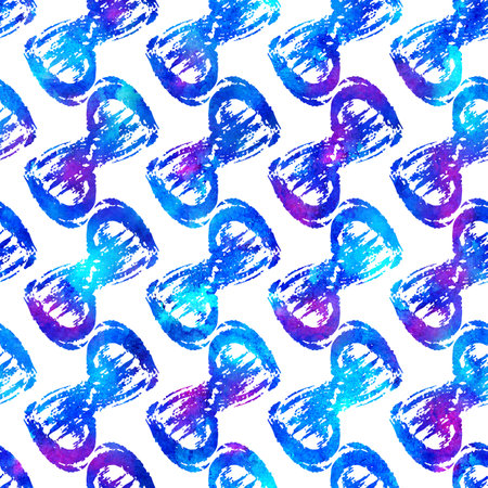 Brush Stroke Geometric Grung Pattern Seamless in Blue Color Background. Gunge Collage Watercolor Texture for Teen and School Kids Fabric Prints Grange Designの写真素材