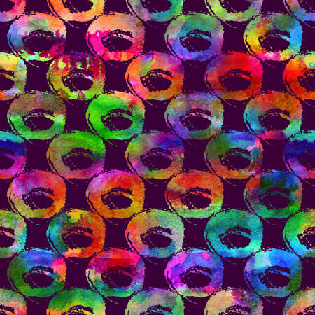 Brush Dot Spot Blot Geometric Grung Pattern Seamless in Rainbow Color Background. Gunge Collage Watercolor Texture for Teen and School Kids Fabric Prints Grange Designの写真素材