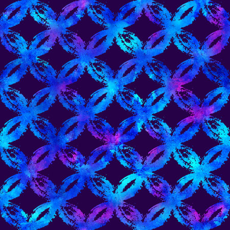 Brush Stroke Plaid Geometric Grung Pattern Seamless in Blue Color Check Background. Gunge Collage Watercolor Texture for Teen and School Kids Fabric Prints Grange Design with linesの写真素材
