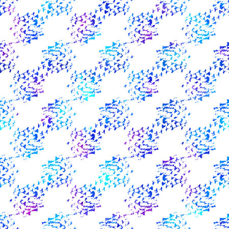Brush Stroke Geometric Grung Pattern Seamless in Blue Color Background. Gunge Collage Watercolor Texture for Teen and School Kids Fabric Prints Grange Design with linesの写真素材