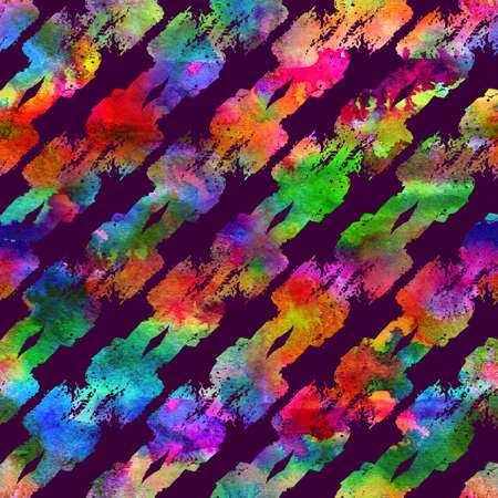Brush Stroke Geometric Grung Pattern Seamless in Rainbow Color Background. Gunge Collage Watercolor Texture for Teen and School Kids Fabric Prints Grange Designの写真素材