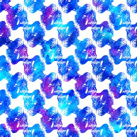 Brush Stroke Geometric Grung Pattern Seamless in Blue Color Background. Gunge Collage Watercolor Texture for Teen and School Kids Fabric Prints Grange Design with linesの写真素材