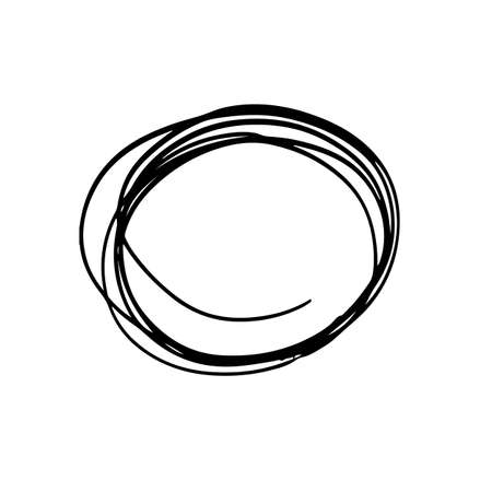 Circle Vector Abstract Round Grunge Brush Hand Drawn Texture in Black Color Sketch Simple Pattern isolated on White Background Grange Doodle Shapeのイラスト素材