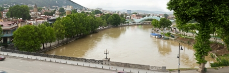 Mountain panorama with green field and blue sky  Summer landscape in mountains のeditorial素材