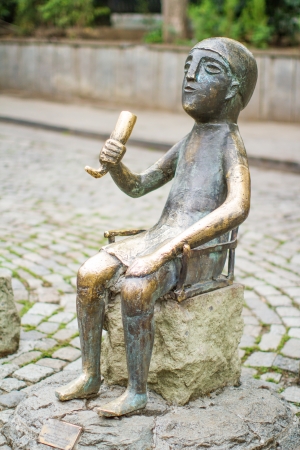 futuristic sculpture  on the street in the historical district of Tbilisi, Georgiaのeditorial素材