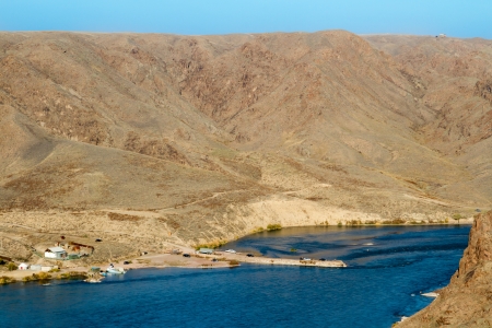 Beautiful  panorama of Kazakh mountain and lake Ili , Almaty, Kazakhstanのeditorial素材