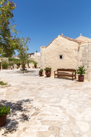 Monastery (friary) in Messara Valley at Crete island in Greece. Messara - is the largest plain in Creteの写真素材