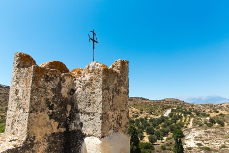 Monastery (friary) in Messara Valley at Crete island in Greece. Messara - is the largest plain in Creteの写真素材