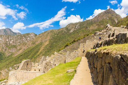 Mysterious city - Machu Picchu, Peru,South America. The Incan ruins and terrace. Example of ...