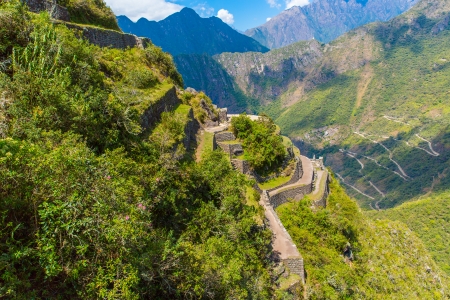 Mysterious city - Machu Picchu, Peru,South America  The Incan ruins and terrace  Example of  polygonal masonry and skillの写真素材