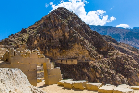 Peru, Ollantaytambo-Inca ruins of Sacred Valley in Andes mountains,South America. It was royal estate of Emperor who conquered during Inca Empire.の写真素材