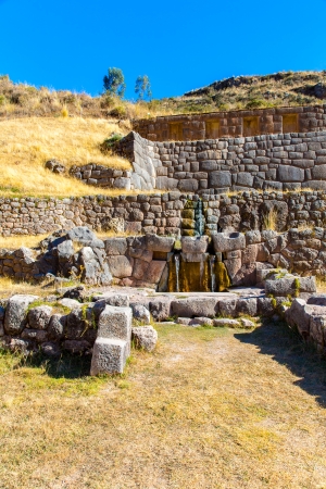 Tambomachay -archaeological site in Peru, near Cuzco. Devoted to cult of water, here he loved to rest  great Inca.の写真素材