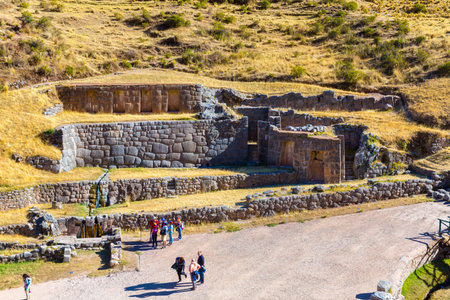 Tambomachay -archaeological site in Peru, near Cuzco. Devoted to cult of water, here he loved to...