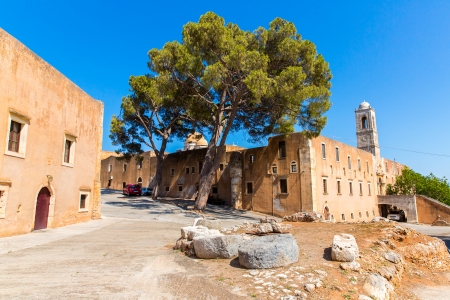 Monastery (friary) in Messara Valley at Crete, Greece. Messara - is  largest plain in  island Creteのeditorial素材