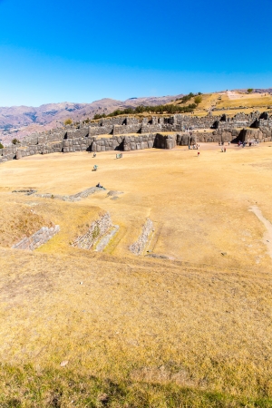 Inca Wall in SAQSAYWAMAN, Peru, South America. Example of polygonal masonry. The famous 32 angles stone in ancient Inca architecture.の写真素材