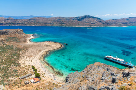 Gramvousa island near Crete, Greece. Balos beach. Magical turquoise waters, lagoons, beaches of pure...