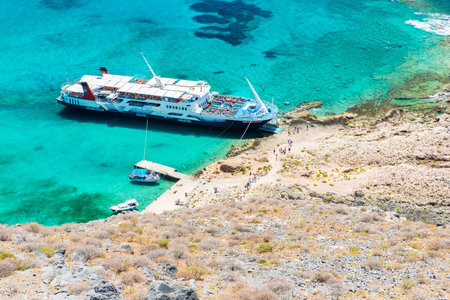 Gramvousa island near Crete, Greece  Balos beach  Magical turquoise waters, lagoons, beaches of pure white sandのeditorial素材