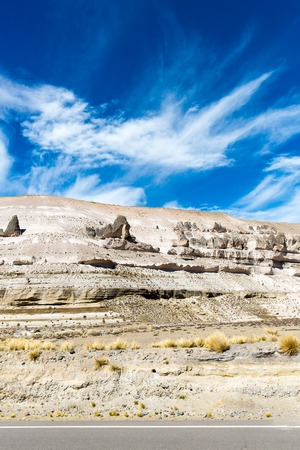 The Andes, Road Cusco- Puno, Peru,South America  4910 m above  The longest continental mountain range in the world, many active volcanoes  Sacred Valley of the Incas  Spectacular  nature of snow mountの写真素材