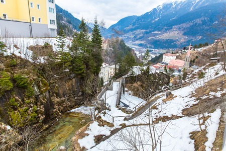 Ski resort town Bad Gastein in winter snowy mountains, Austria, Land Salzburg,  Austrian alps - nature and sport backgroundの写真素材