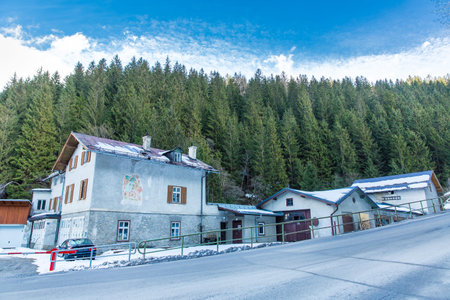 Ski resort town Bad Gastein in winter snowy mountains, Austria, Land Salzburg,  Austrian alps -...
