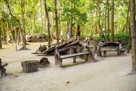 Inscription Maya bay in Jungle, Phi Phi Leh island, Thailandの写真素材