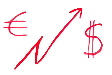 dollar and euro schedule on whiteの写真素材