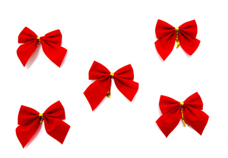 set of red ribbon bowsの写真素材