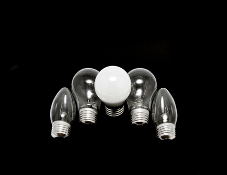 glow and led lamps, energy efficiency conceptの写真素材