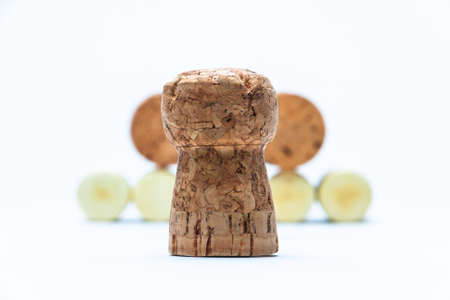 cork and pyramid made of bottle corksの写真素材