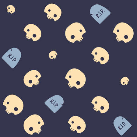 Vector seamless wallpaper with halloween skullsのイラスト素材