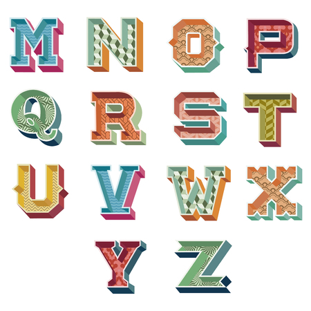 Vintage alphabet illustration M-Zのイラスト素材