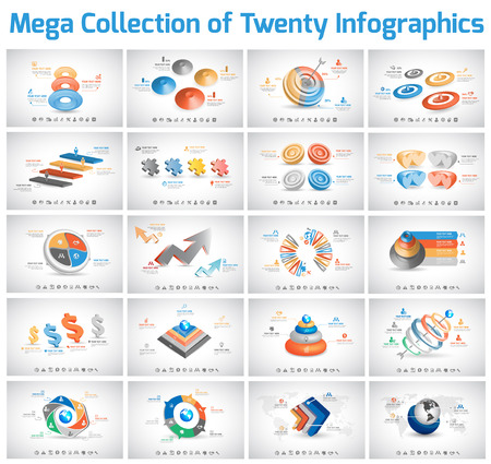 MEGA COLLECTIONS OF TWENTY MODERN BUSINESS INFOGRAPHICのイラスト素材