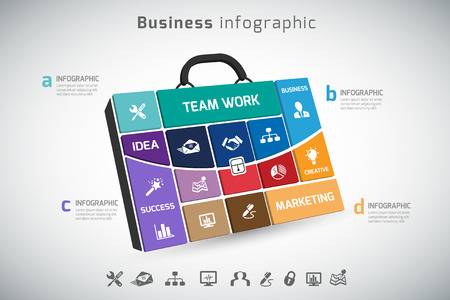 infographic Template with bag  banner . concept vector illustrationのイラスト素材