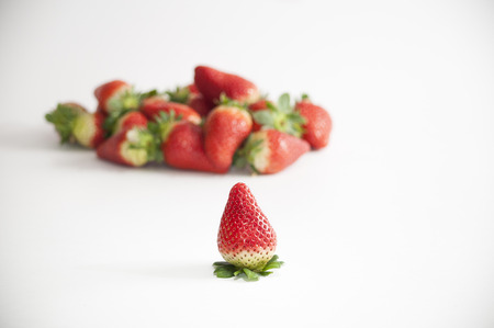 stil life of organic strawberries groupedの写真素材