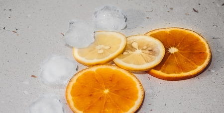orange and lemon whit iceの写真素材