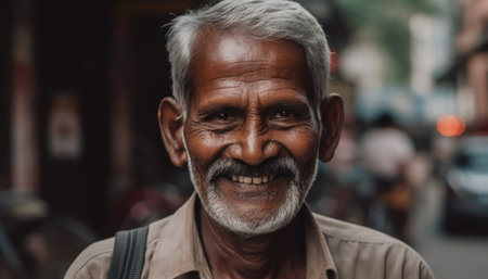 Portrait of an old Indian man with a beard and mustache.の素材