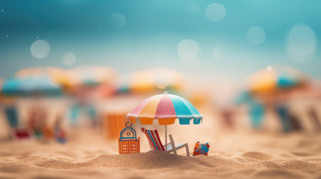 Tropical summer sand beach and bokeh sun light on sea background. Generative AIの素材
