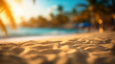 Perfect tropical beach landscape. Vacation holidays background. Generative AIの素材