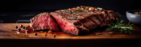 Traditional American barbecue bavette steak. Beef steak is grille. Generative AIの素材