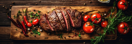 Traditional American barbecue bavette steak. Beef steak is grille. Generative AIの素材