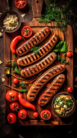 Grilled sausages food grilling. Generative AIの素材