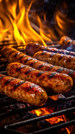 Grilled sausages food grilling. Generative AIの素材