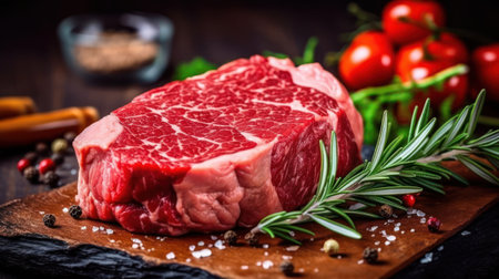 Fresh raw beef steaks. Generative AIの素材